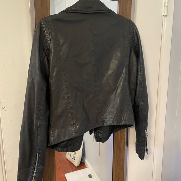 MADEWELL washed leather motorcycle jacket in black - S - Picture 6 of 8